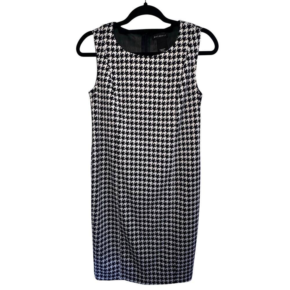 New metephor mod suiting ponte houndstooth shift dress size small
